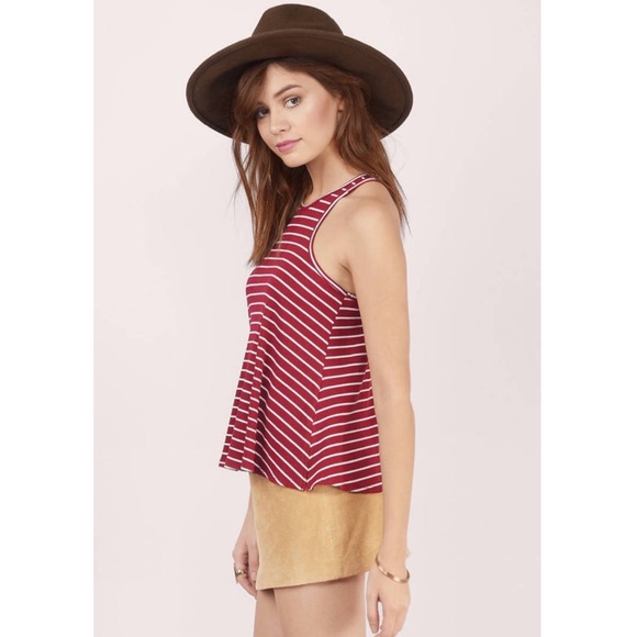 Tobi Between the Lines Burgundy Striped Tank Top - Picture 2 of 4
